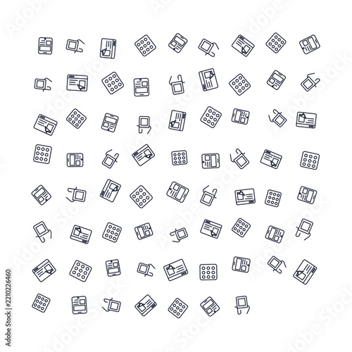 Comprehensive set of thin line technology and web interface icons including smartphone tablet and digital navigation elements for modern design