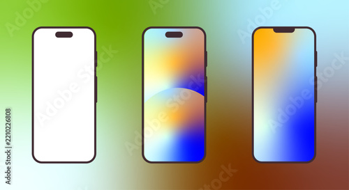 Blank Screen Smartphone Mockup Set vector for Mobile UI App Display. 