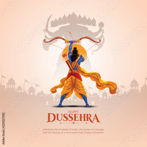 creative Happy Dussehra festival of India. of Lord Rama killing Ravana.abstract vector illustration design