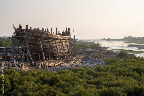 Coastal shipyard viewed from above, Mandvi, India