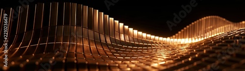 golden wavy lines technology background