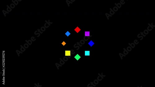 Loading Animation 5 Rectangle Cube Shape Colorful Scale Up Rotate Loop Transparent Background. Perfect For UI or Overlay Video Element.
