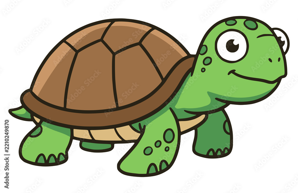 Obraz premium cartoon turtle reptile tortoise pet animal flat color vector illustration template design