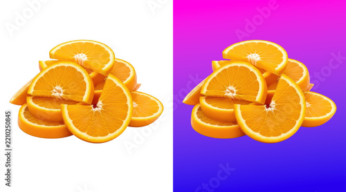Fresh sliced oranges vibrant colorful composition