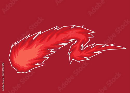 An illustration of a fireball with some gradient geometric line pattern and with some copy space area