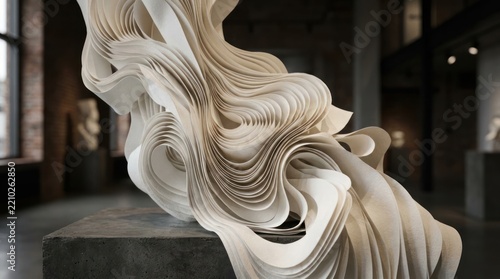 Abstract flowing sculpture with layered organic form