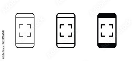 Minimal smartphone scan outline and solid glyph icons