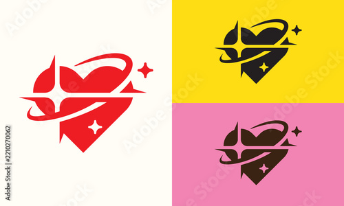 Unique Simple Love And Sparkle Icon Vector