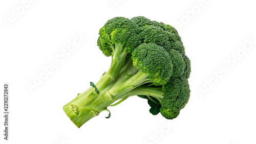 Fresh green broccoli floret raw organic healthy vegetable isolated on transparent background