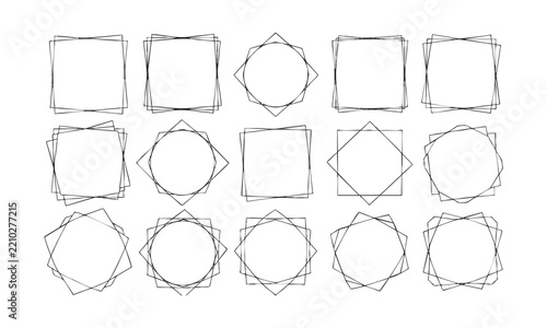 Abstract Geometric Line Frames with Overlapping Shapes.