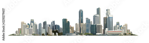 City skyline with modern skyscrapers on a transparent alpha background