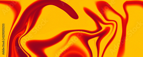 Abstract yellow and red fluid liquid waves with halftone effect