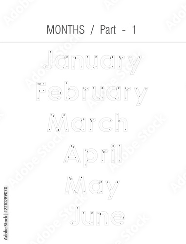 Tracing Worksheet For Kids - Months Part -1