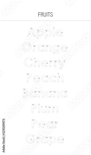 Tracing Worksheet For Kids - Fruits