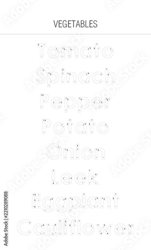 Tracing Worksheet For Kids - Vegetables