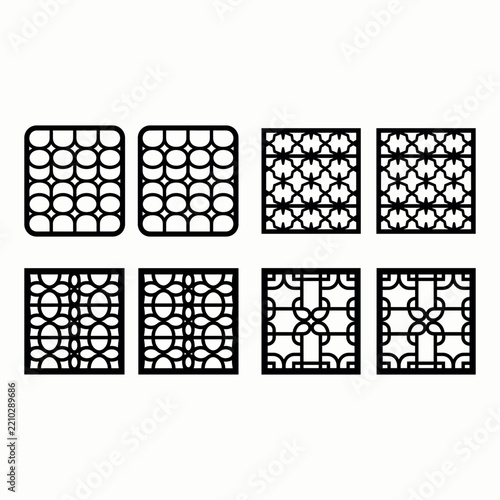 Geometric lattice patterns on a white background showcasing decorative vector designs pattern ornament design abstract