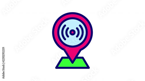 Animated Live Location Pin with Expanding Signal Waves