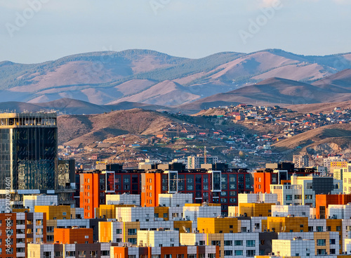 Modern Residential Skyline of Ulaanbaatar with Mountain Backdrop, Mongolia