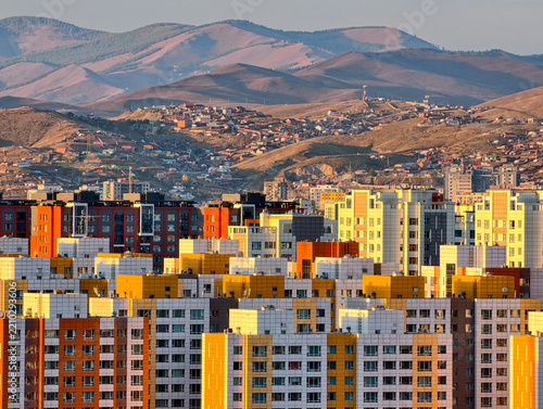 Modern Residential Skyline of Ulaanbaatar with Mountain Backdrop, Mongolia