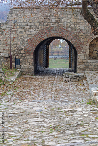 Cobbled Street Way to Defterdar Gate Arch Structure at Kalemegdan Fortress in Belgrade Serbia