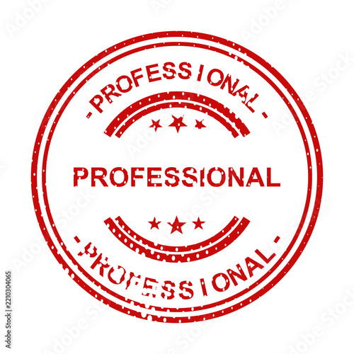 Professional circular red stamp with stars illustration
