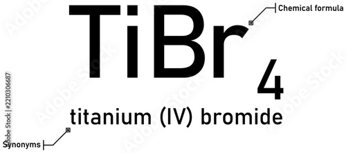 Titanium (IV) bromide chemical formula with callout titles