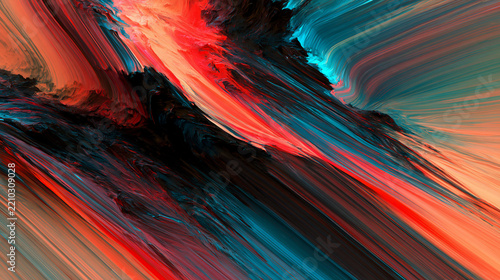 Dynamic Abstract Swirls of Vibrant Red, Orange, and Teal Colors