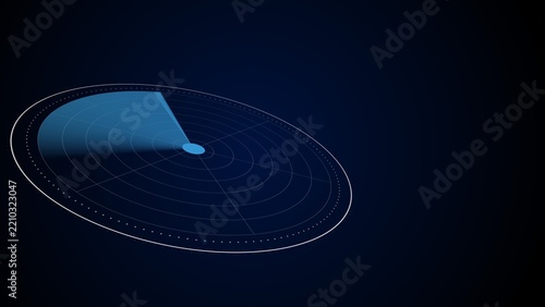 Perspective View Blue HUD Radar Sweeping Screen Background