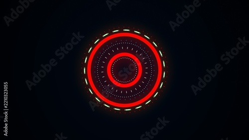 Glowing Neon Red HUD Circle Target Interface Concept