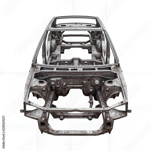 Car Frame Structure with Engine Bay View.