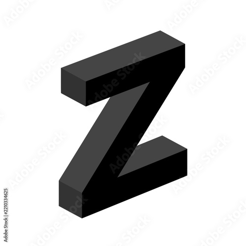 Isometric 3D Black Letter Z Isolated