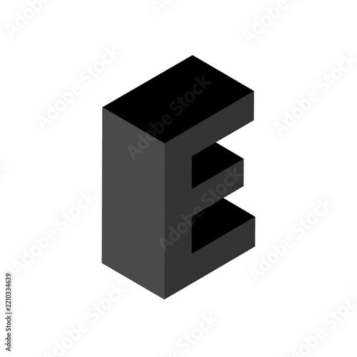 Isometric Black Letter E Cut Out