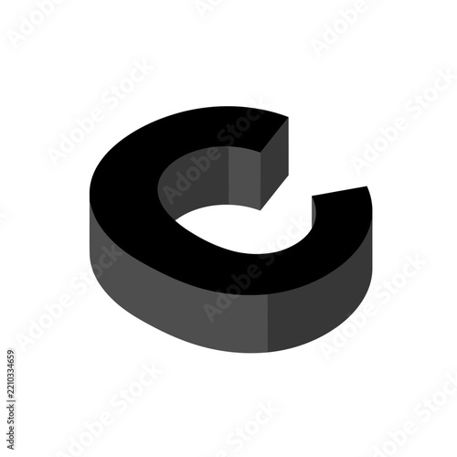 3D Black Letter C Isolated