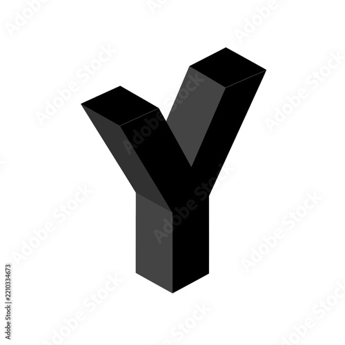 3D Black Letter Y Isolated Transparent Background