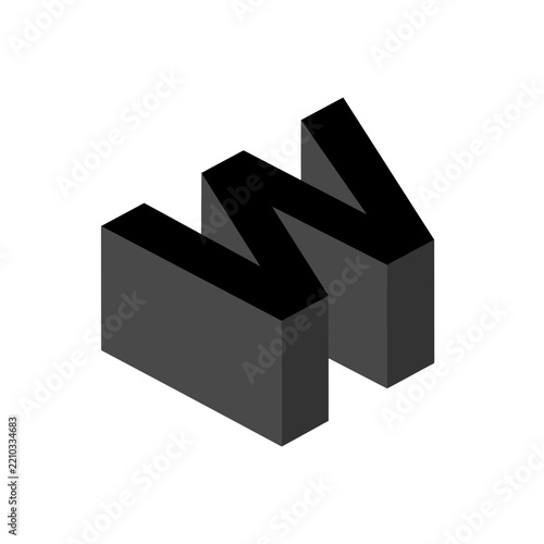 3D Black Letter W Isolated