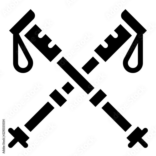 Trekking poles icon with solid style