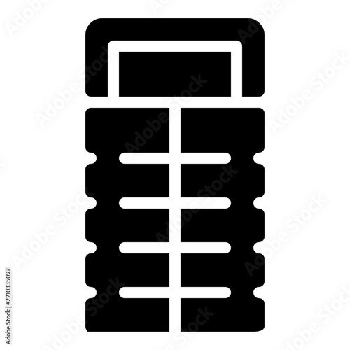Waterproof sleeping bag icon with solid style