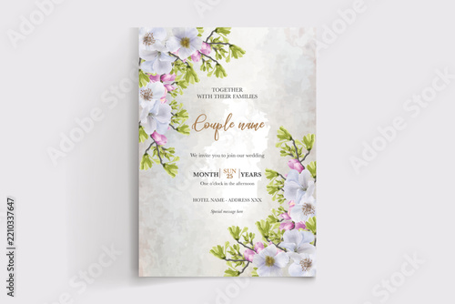 Elegant Watercolor Floral Wedding Invitation Template with Soft Pastel Blossoms