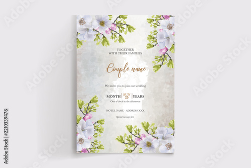 Elegant Watercolor Floral Wedding Invitation Template with Soft Pastel Blossoms