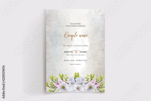 Elegant Watercolor Floral Wedding Invitation Template with Soft Pastel Blossoms