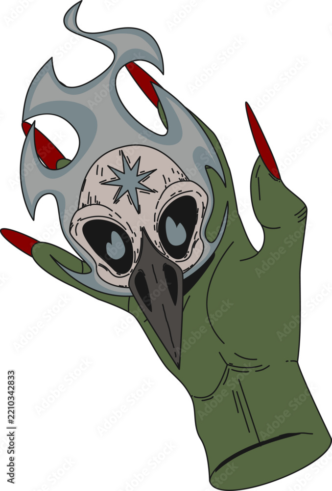Fototapeta premium Hand Hold Crow Skull