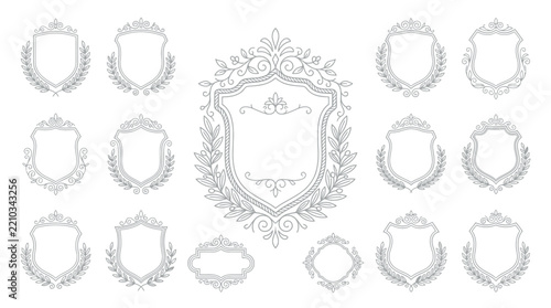 Ornate Crests and Heraldic Shields Collection, Transparent Background