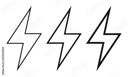 Hollow Lightning Bolt Flash Outline Icons