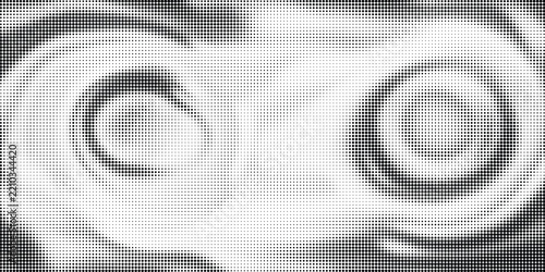 Swirling monochrome halftone dot pattern for creative artistic brochures.