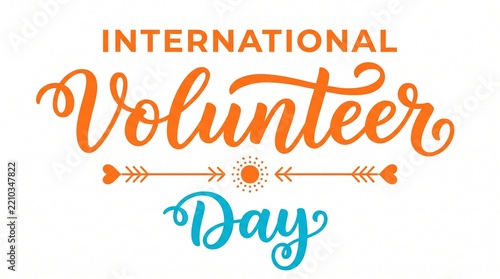International Volunteer Day lettering design on white background