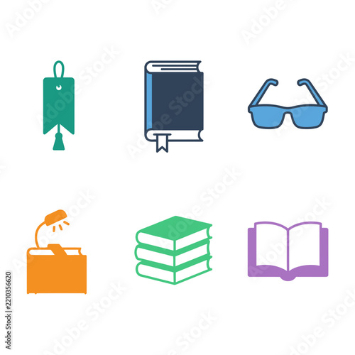 Minimalist Flat Icons for Library Study Reading and Academic Education Set
