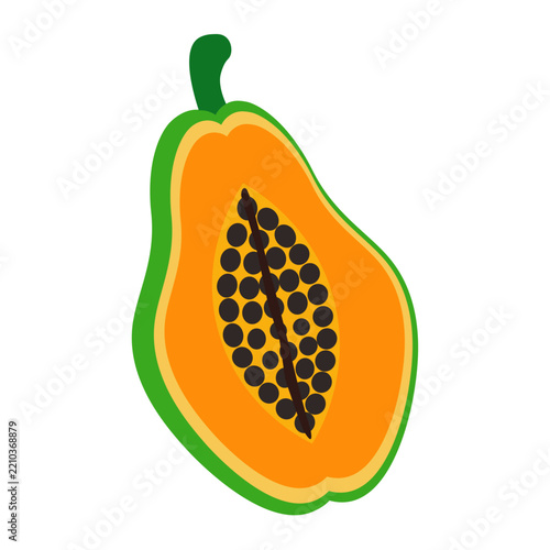 Sliced Papaya Fruit Flat Vector Illustration for Healthy Food, Tropical Nutrition and Fresh Produce Design