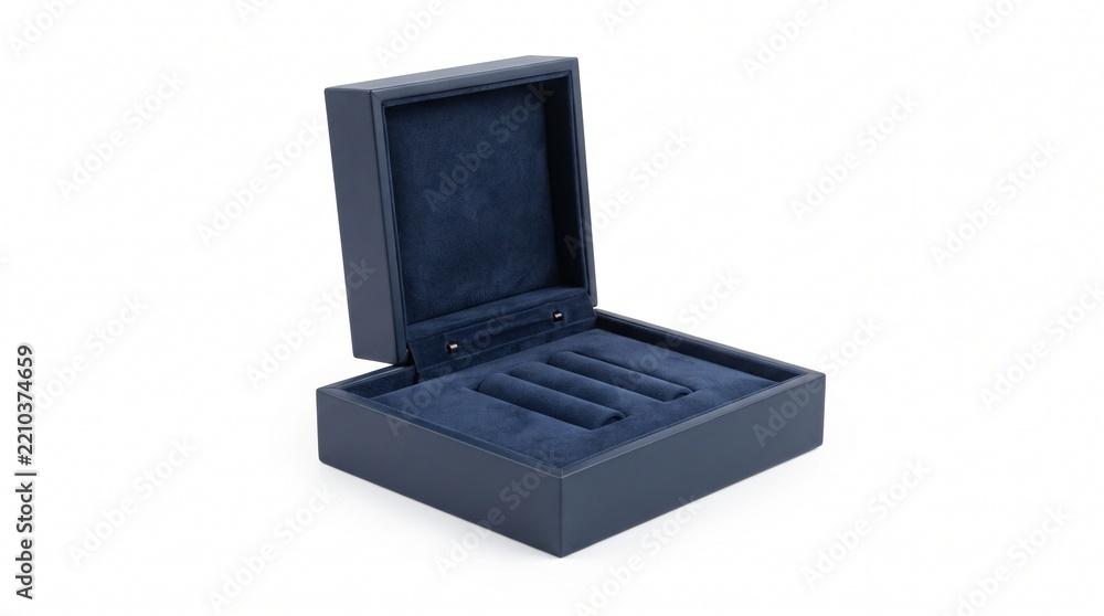 Obraz premium Elegant dark blue velvet-lined box, perfect for storing jewelry, cufflinks, or small precious items