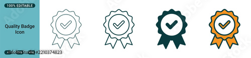 Quality badge icon vector set for certificates and awards approval symbols web icon set in linear style