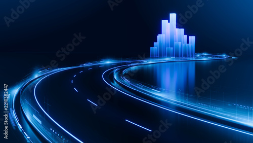 Futuristic digital road - ai, artificial intelligence concept - 3d illustratin